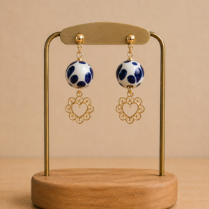 Boucles d'oreilles Talavera - Boule - Boules bleues cœur