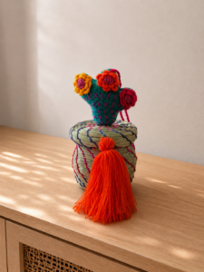 Panier artisanal  – Cactus brodé