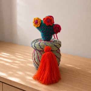 Panier artisanal  – Cactus brodé