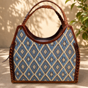 Sac en cuir tissé - Bleu