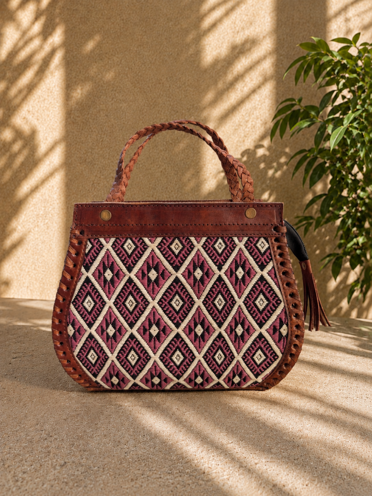 Sac en cuir tissé - Prune