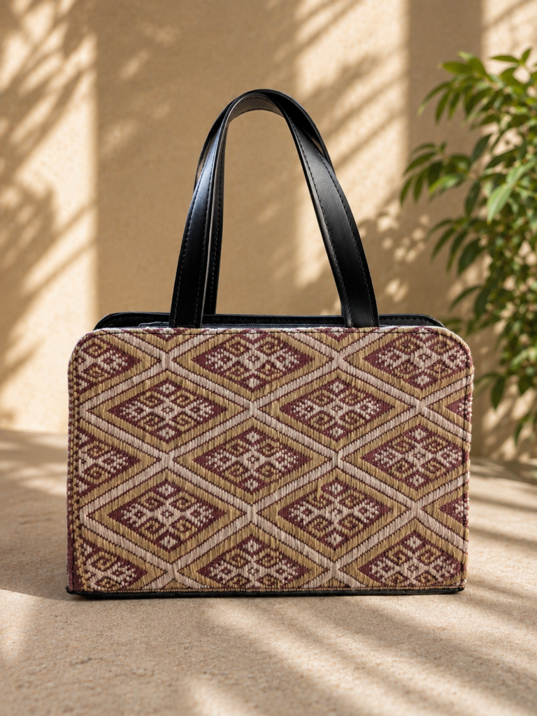 Sac en simili cuir tissé