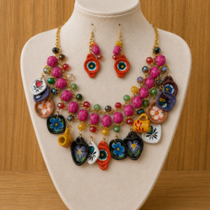 Set collier & boucles d'oreilles - Terre cuite